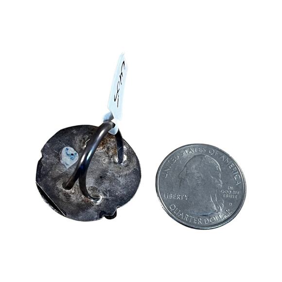 Vintage Turquoise Ring, Sterling Silver Native American Navajo Ring Sz 5 - Picture 4 of 9